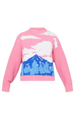 PrettyLittleThing Sweaters*Landscape Jacquard Toweling Knit Sweater