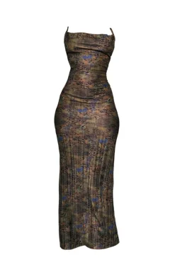 Multi Plisse Strappy Maxi Dress-PrettyLittleThing Outlet