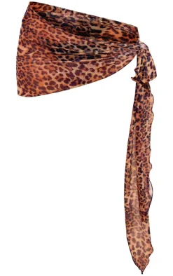 Multi Leopard Print Mesh Mini Beach Sarong
