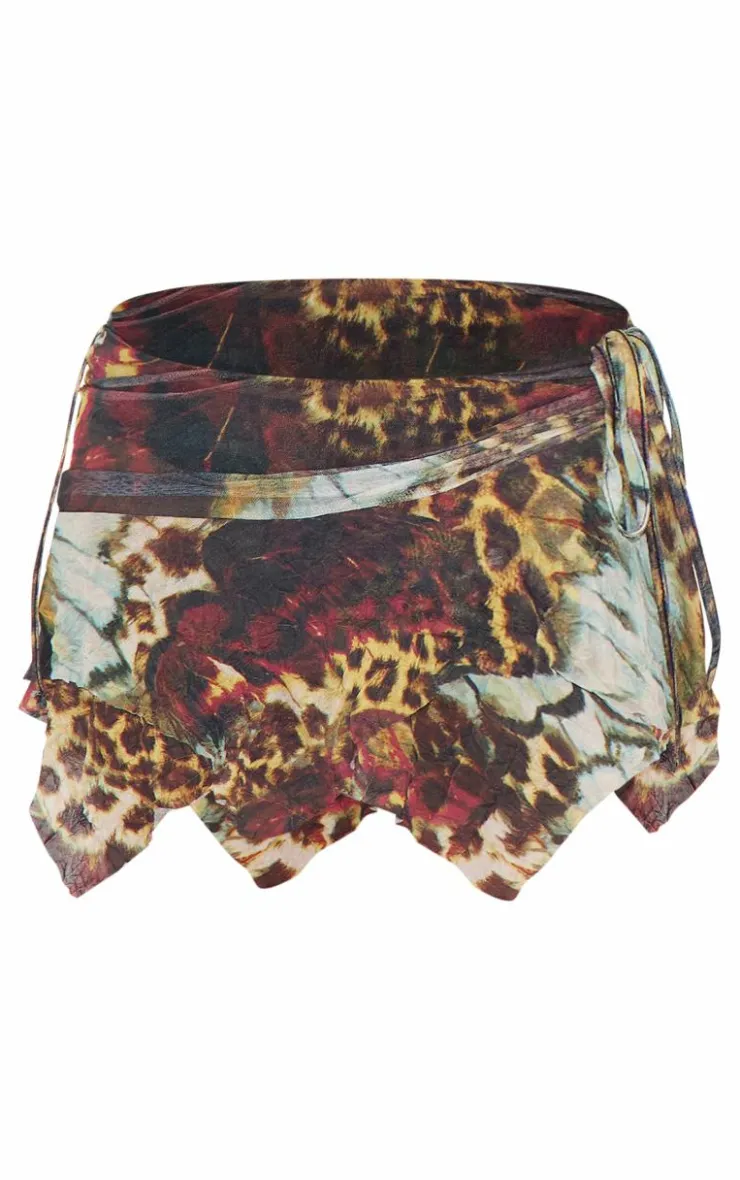 Leopard Print Ruched Hanky Hem Skirt-PrettyLittleThing Outlet