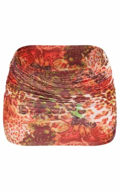 PrettyLittleThing Leopard Print Slinky Micro Mini Skirt Multi