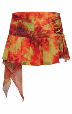 New PrettyLittleThing Leopard Printed Chiffon Frill Mini Skirt Multi