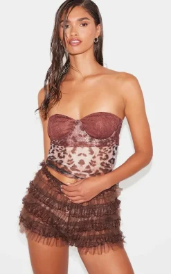 Mesh Leopard Lace Cup Detail Bandeau Top-PrettyLittleThing Best