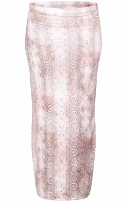 Best PrettyLittleThing Muted Snake Print Low Rise Slinky Maxi Skirt Multi