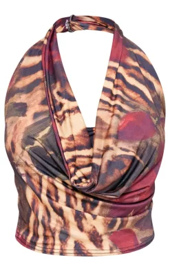 Paisley Printed Cowl Neck Top-PrettyLittleThing Outlet
