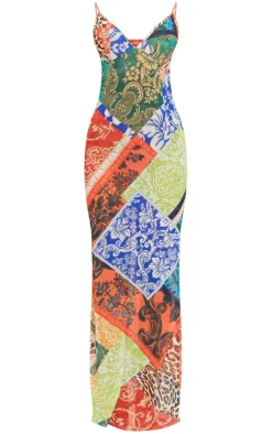 Patchwork Paisley Print Strappy Backless Maxi Dress-PrettyLittleThing Sale