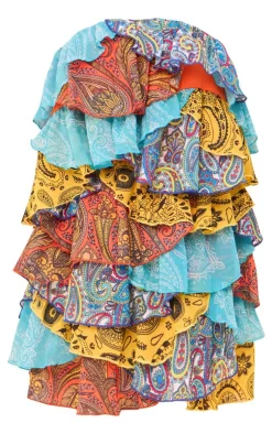 Patchwork Paisley Print Tiered Mini Dress-PrettyLittleThing