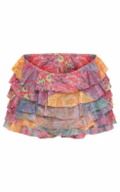 Patchwork Printed Mesh Frilly Low Rise Bloomer Shorts-PrettyLittleThing Clearance