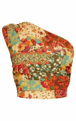 New PrettyLittleThing Print Chiffon One Shoulder Top Multi