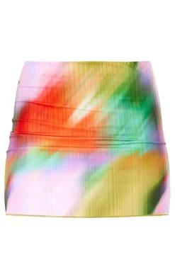 Clearance PrettyLittleThing Print Plisse Low Rise Micro Mini Skirt Multi