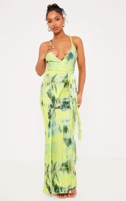 Print Plisse Wrap Tie Maxi Dress-PrettyLittleThing Sale