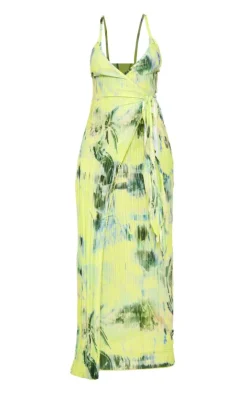 Print Plisse Wrap Tie Maxi Dress-PrettyLittleThing Sale