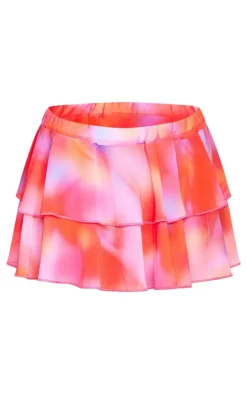 Multi Printed Chiffon Frill Mini Beach Skirt
