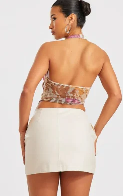 PrettyLittleThing Camisole*Printed Mesh Longline Open Back Cami Long Top