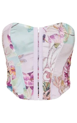 PrettyLittleThing Corsets*Printed Satin Hook & Eye Corset