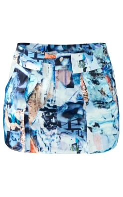 Best PrettyLittleThing Printed Structured Cargo Style Mini Skirt Multi