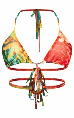 PrettyLittleThing Bralets*Ring Detail Printed Mesh Bralet Top