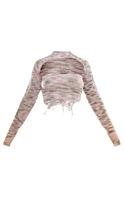 PrettyLittleThing Knitted Tops*Space Dye Knit Bandeau Top & Sleeves