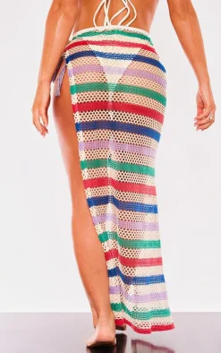 Multi Stripe Crochet Maxi Beach Skirt