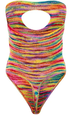 PrettyLittleThing Knitted Tops*Stripe Open Knit Bodysuit