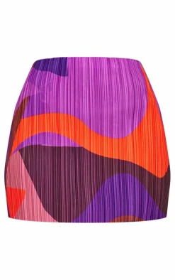 Swirl Printed Plisse Micro Mini Skirt-PrettyLittleThing Discount
