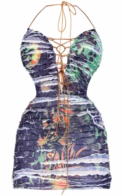 Texture Frill Detail Cut Out Mini Dress-PrettyLittleThing Hot
