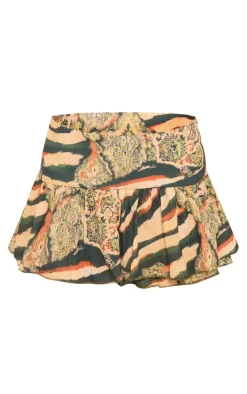 Hot PrettyLittleThing Zebra Print Chiffon Ruffle Mini Skirt Multi