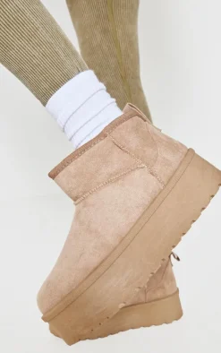 PrettyLittleThing Ankle Boots*Faux Suede Round Toe Platform Ankle Boots