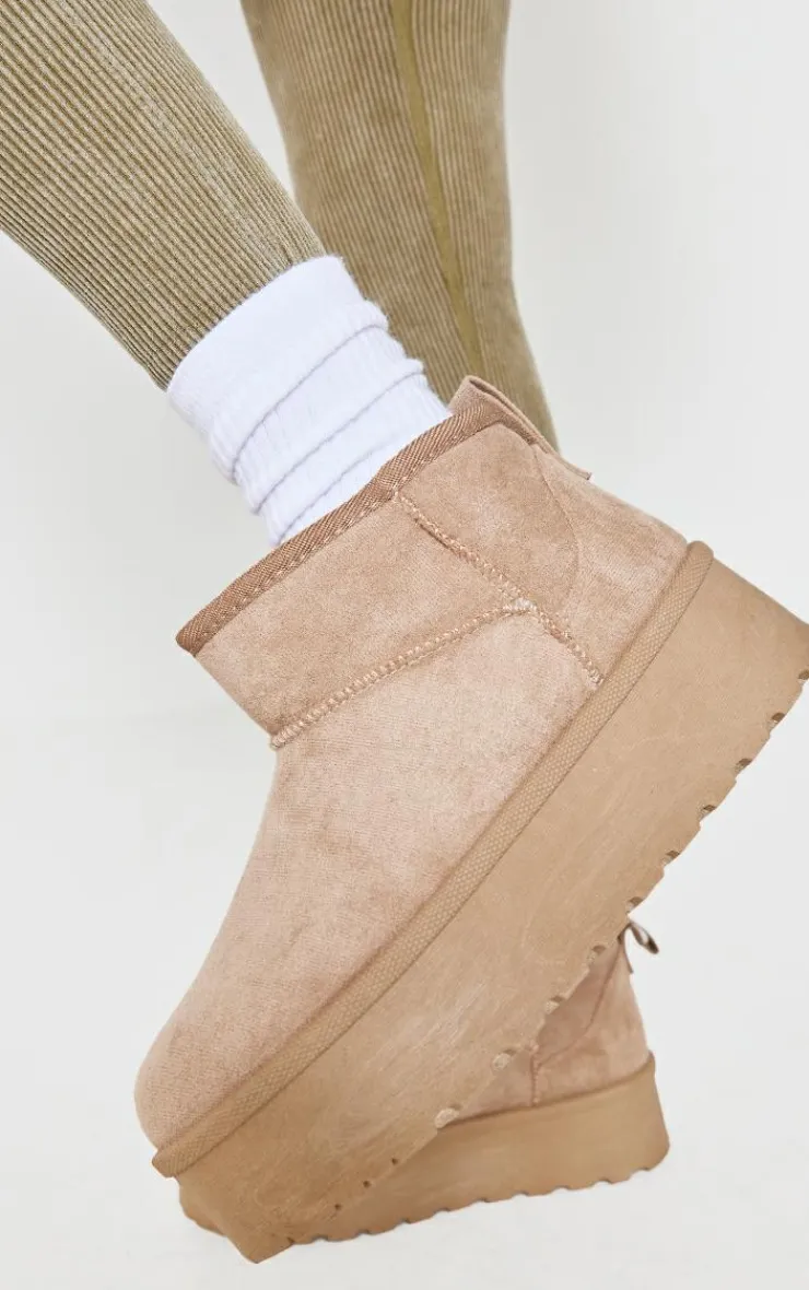 PrettyLittleThing Ankle Boots*Faux Suede Round Toe Platform Ankle Boots