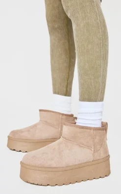 PrettyLittleThing Ankle Boots*Faux Suede Round Toe Platform Ankle Boots