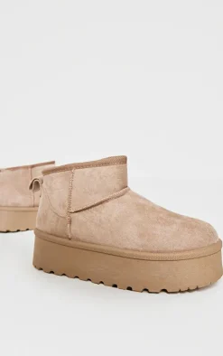 PrettyLittleThing Ankle Boots*Faux Suede Round Toe Platform Ankle Boots
