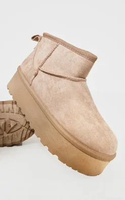 PrettyLittleThing Ankle Boots*Faux Suede Round Toe Platform Ankle Boots