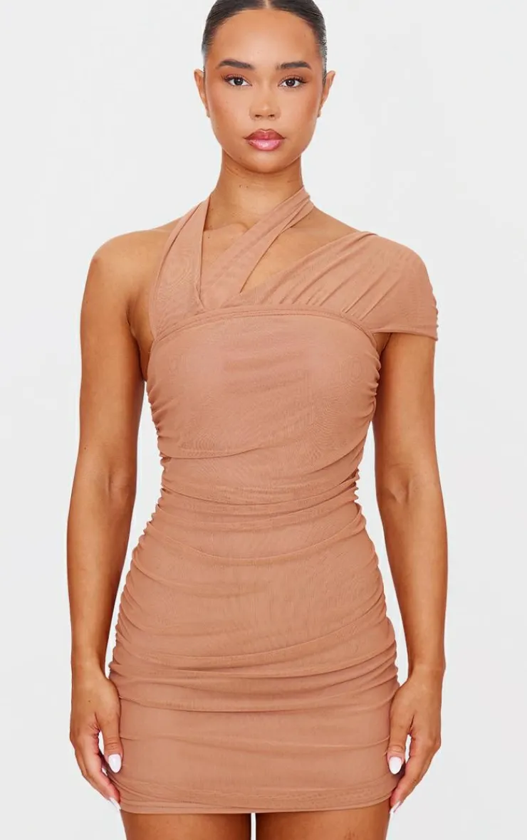 Mesh Neck Detail Mini Dress-PrettyLittleThing Hot