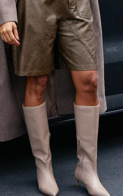 PrettyLittleThing Knee High Boots*PU Point Toe Low Stiletto Knee High Heeled Boots