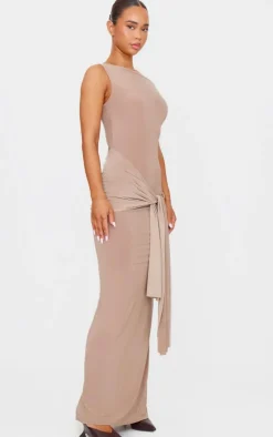 Slinky Off Shoulder Wrap Detail Maxi Dress-PrettyLittleThing Online