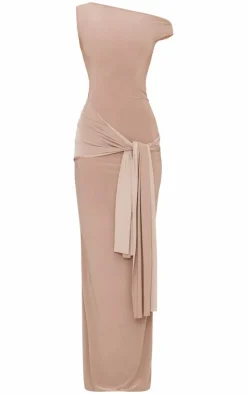Slinky Off Shoulder Wrap Detail Maxi Dress-PrettyLittleThing Online