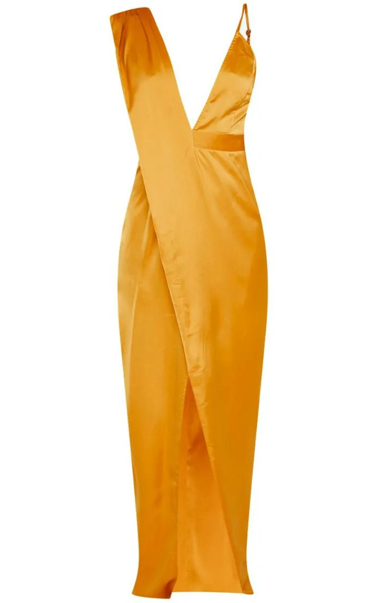 Asymmetric Drape Detail Maxi Dress-PrettyLittleThing Best
