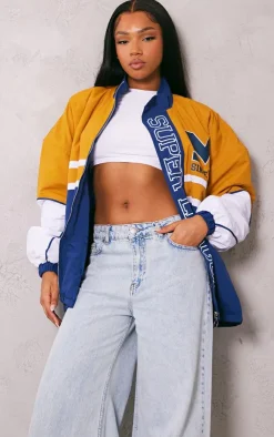 PrettyLittleThing Bomber Jackets*Contrast Varsity Nylon Graphic Bomber Jacket