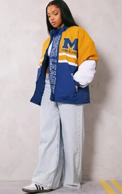 PrettyLittleThing Bomber Jackets*Contrast Varsity Nylon Graphic Bomber Jacket