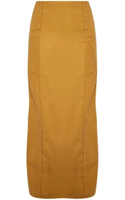 Mustard Peached Seam Detail Maxi Skirt