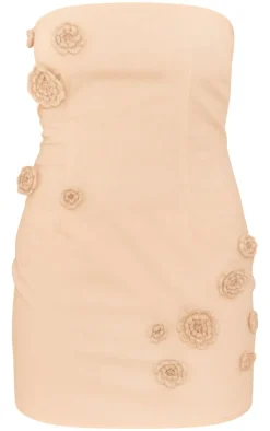 Floral Applique Bandeau Bodycon Dress-PrettyLittleThing Outlet