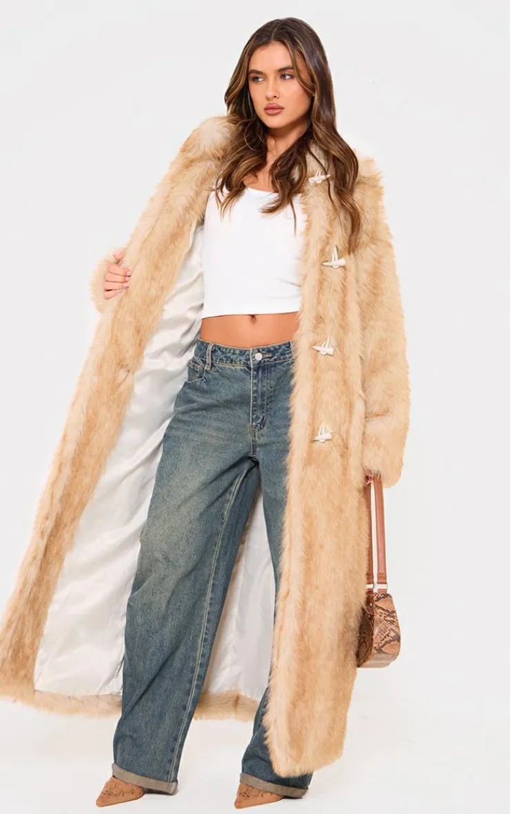 PrettyLittleThing Faux Fur Coats*Ombre Tip Hooded Faux Fur Maxi Coat