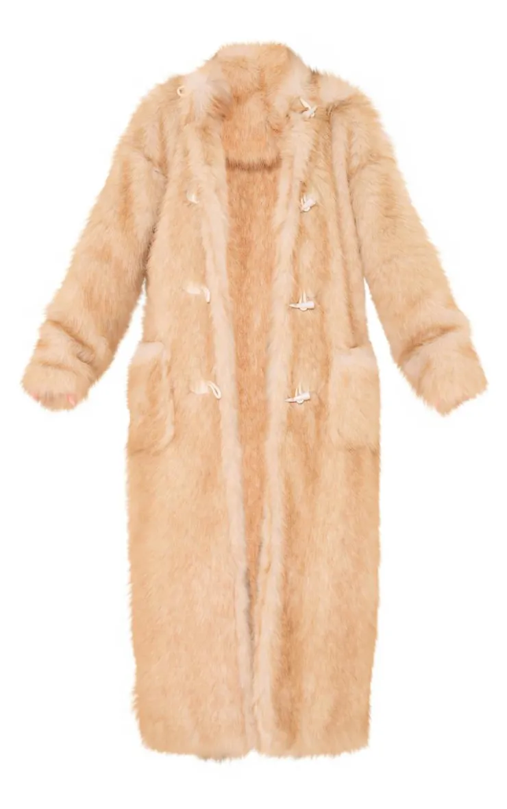 PrettyLittleThing Faux Fur Coats*Ombre Tip Hooded Faux Fur Maxi Coat