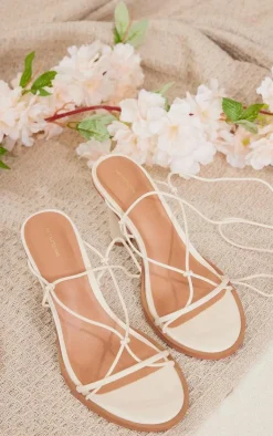 PrettyLittleThing High Heels*Pu Square Toe Outer Edge Lace Up High Heeled Sandals
