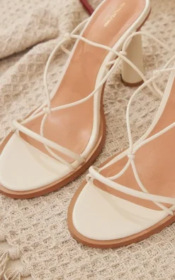 PrettyLittleThing High Heels*Pu Square Toe Outer Edge Lace Up High Heeled Sandals