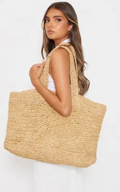 PrettyLittleThing Shoppers*Raffia Large Beach Tote Bag