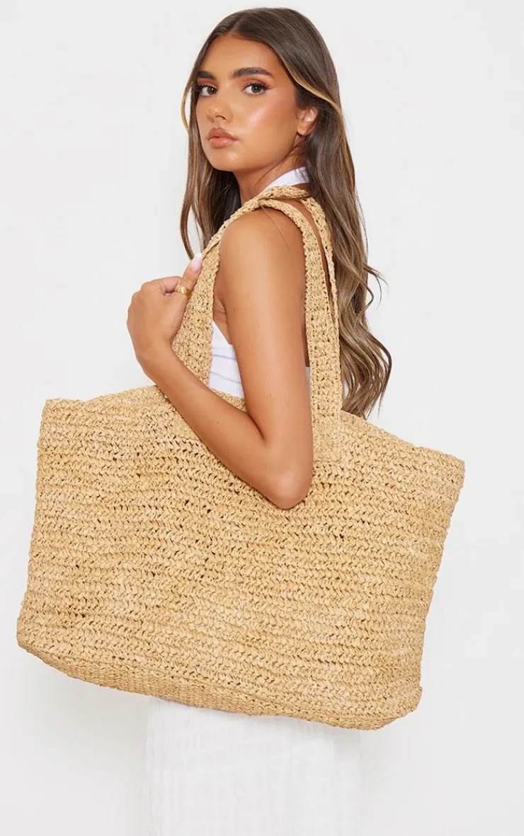 PrettyLittleThing Shoppers*Raffia Large Beach Tote Bag
