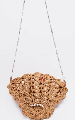 PrettyLittleThing Crossbody Bags*Raffia Shell Pearl Cross Body Bag