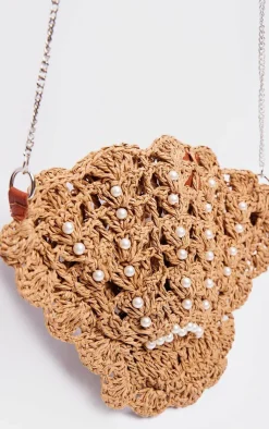 PrettyLittleThing Crossbody Bags*Raffia Shell Pearl Cross Body Bag