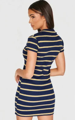 Collar Striped Bodycon Dress-PrettyLittleThing New